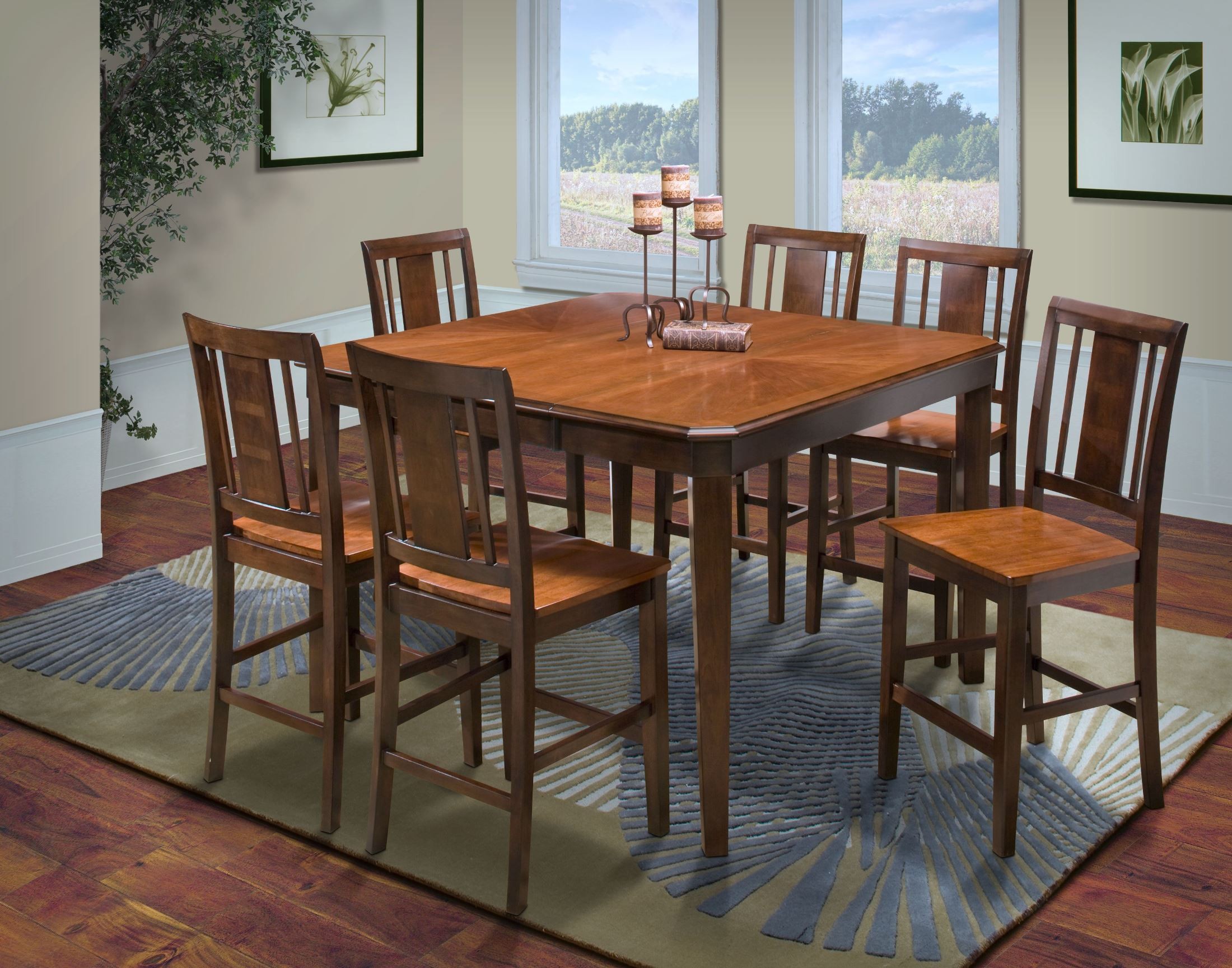 ... Ginger/African Chestnut Cut Corner Counter Height Dining Room Set