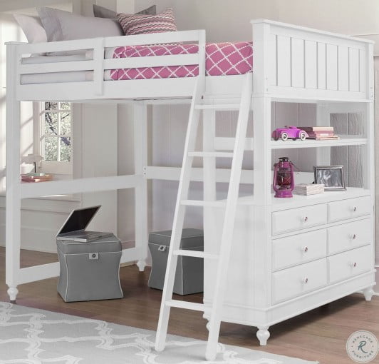 Lake House White Full Loft Bed from NE Kids Coleman Furniture