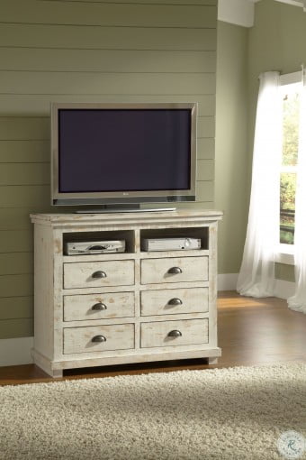 Willow Distressed White Slat Bedroom Set from Progressive ...
