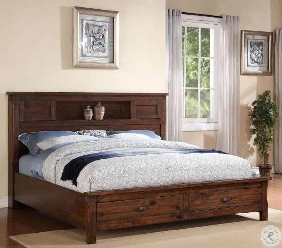 Restoration Rustic Walnut Platform Storage Bedroom Set from Legends (ZRST-7001-7007-7008 ...