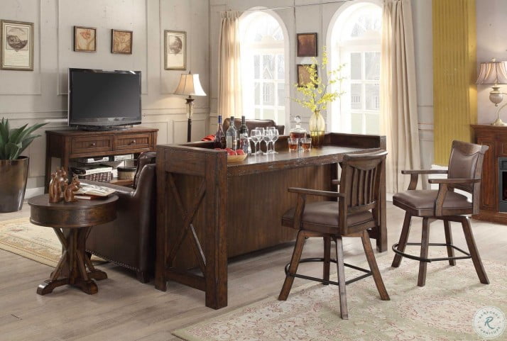 Gettysburg Heavy Distressed Dark Theatre Bar Set From Eci Furniture Coleman Furniture