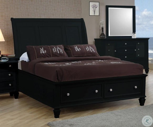 Sandy Beach Black Queen Sleigh Storage Bed from Coaster (201329Q ...