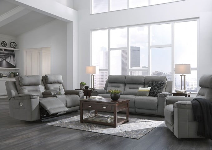 Trampton Smoke Power Reclining Living Room Set With Adjustable