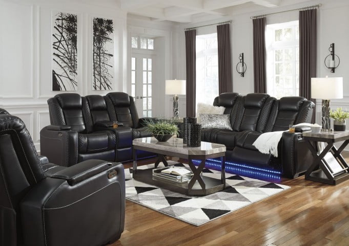 Party Time Midnight Power Reclining Living Room Set With