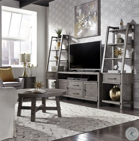 Modern Farmhouse Dusty Charcoal Entertainment Wall Unit From