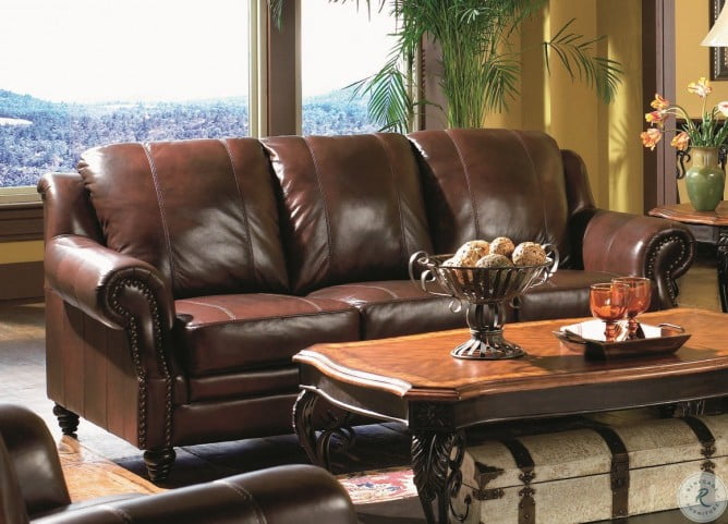 Princeton Burgundy Leather Living Room Set From Coaster 50066