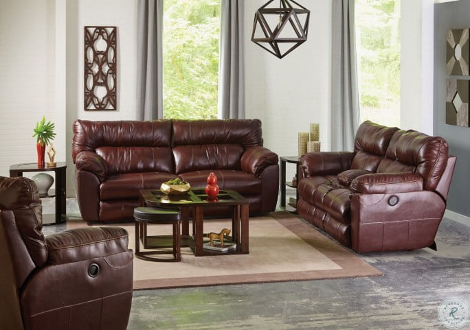 Milan Walnut Leather Reclining Living Room Set From Catnapper