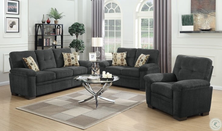 Fairbairn Charcoal Living Room Set Coaster Furniture