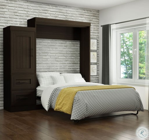 Edge By Dark Chocolate Queen Wall Bed With 2 Drawer Storage Unit