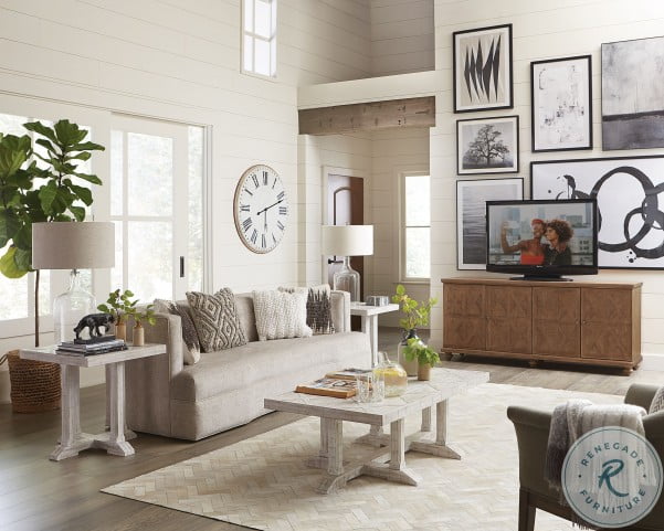 Madison Rustic White Parquet Occasional Table Set From Riverside