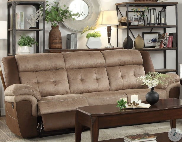 Chai Two Tone Double Reclining Sofa From Homelegance Coleman