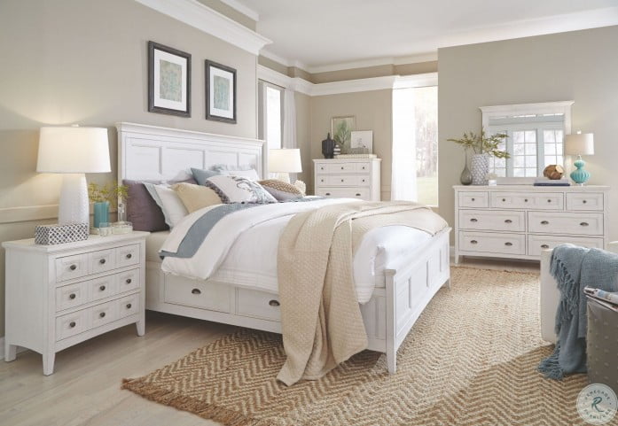 Heron Cove Chalk White Storage Panel Bedroom Set From Magnussen Home Coleman Furniture