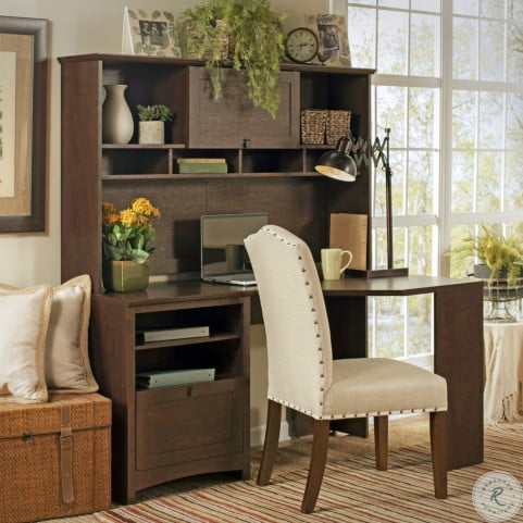 Buena Vista Madison Cherry Corner Desk With Hutch From Bush