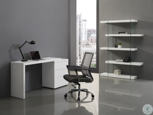 Nest High Gloss White Extendable Home Office Set From Casabianca Nest High Gloss White Extendable Home