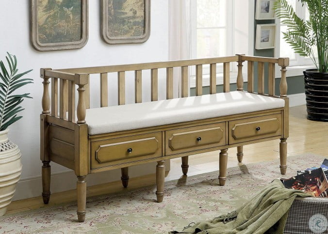 Ballinasloe Weathered Natural Bench From Furniture Of America Coleman Furniture,Drawing Diya Decoration Images