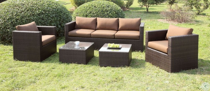 Olina Brown 5 Piece Outdoor Patio Set From Furniture Of America