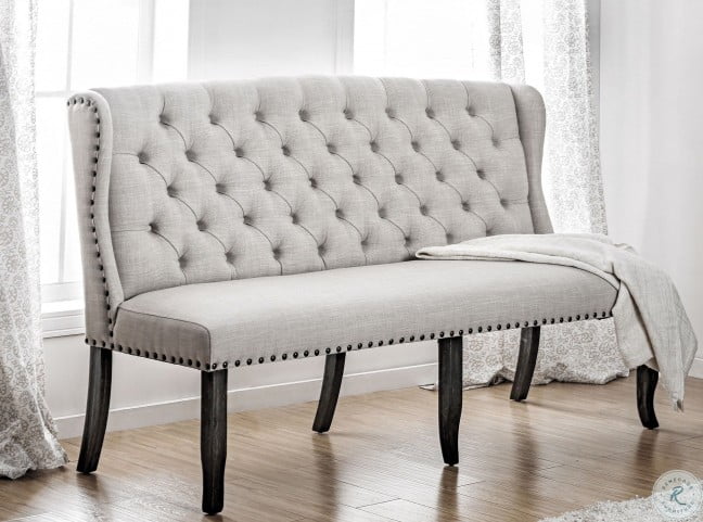 Sania I Antique Black And Ivory 3 Seater Loveseat Bench From Furniture Of America Coleman Furniture