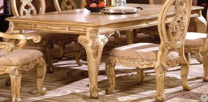 Tuscany Iii Antique White Rectangular Leg Dining Table From