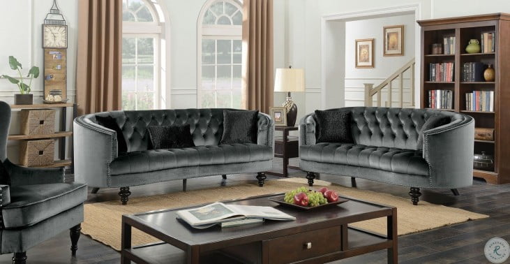 Manuela Dark Gray Living Room Set From Furniture Of America