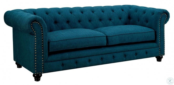 Stanford Dark Teal Fabric Sofa From Furniture Of America Cm6269tl Stanford Dark Teal Fabric Sofa From