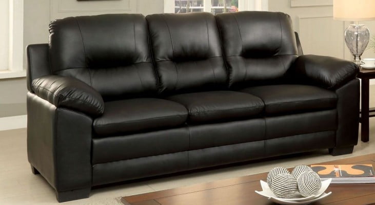 Parma Black Leatherette Sofa From Furniture Of America Cm6324bk Parma Black Leatherette Sofa From