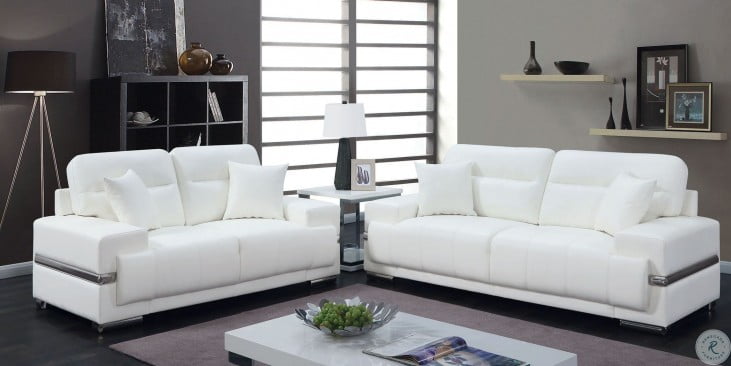 Zibak White Living Room Set From Furniture Of America Coleman