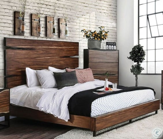 Fulton Dark Oak And Dark Walnut Queen Panel Bed From Furniture Of