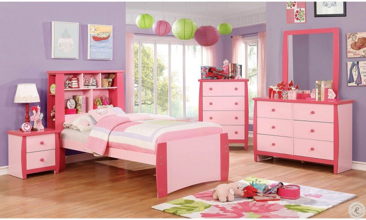 Marlee Pink Youth Bookcase Bedroom Set From Furniture Of America
