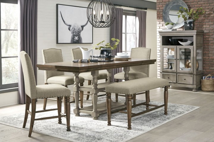 Lettner Gray And Brown Counter Height Dining Room Set From Ashley