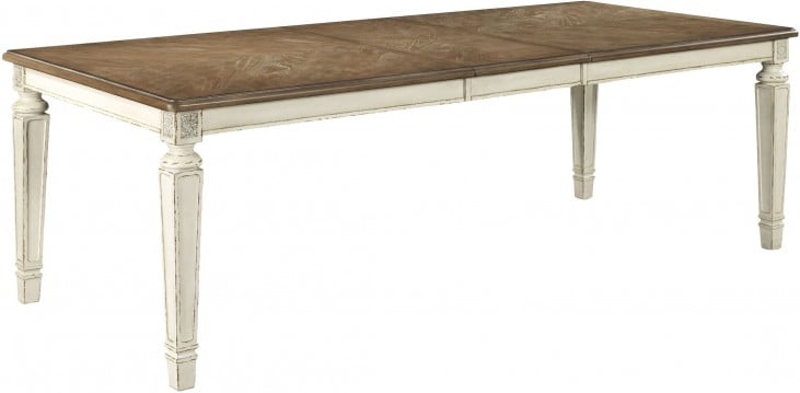 Realyn Chipped White Extendable Rectangular Dining Table From Realyn Chipped White Extendable