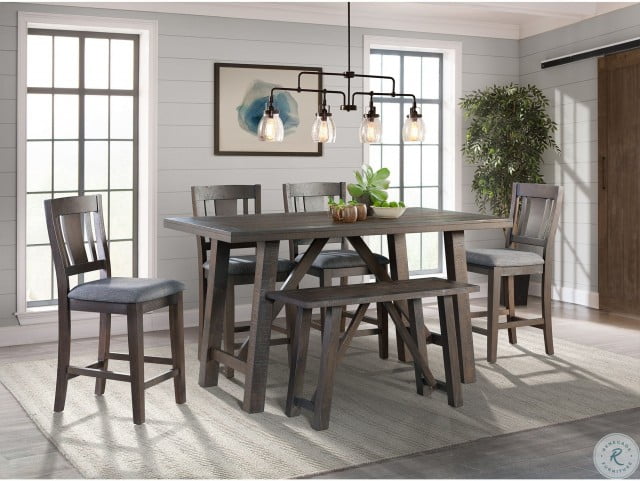 Carter Dark Gray Rectangular Counter Height Dining Room Set From