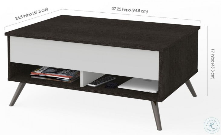 Krom Deep Grey And White 37 Lift Top Storage Coffee Table From