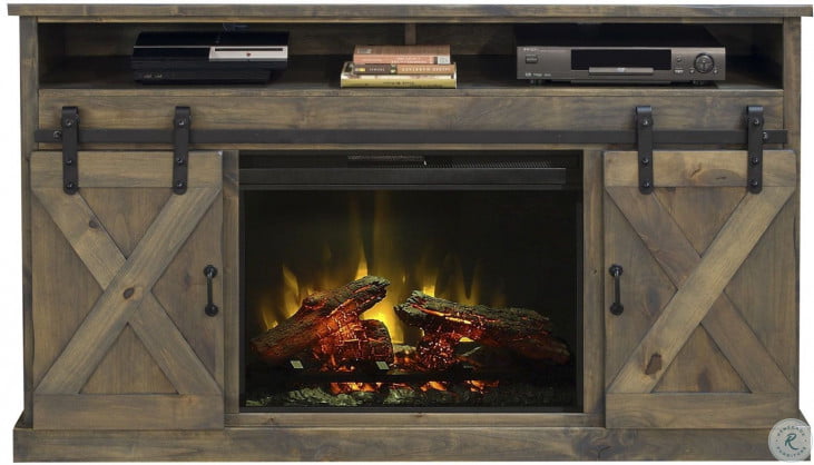Farmhouse 66" Brushed Nickel Fireplace Console from ...