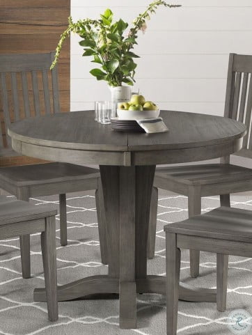 Huron Distressed Gray Extendable Round Dining Table From A America
