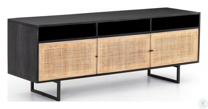 Prescott Natural Cane And Black Wash Carmel Media Console From