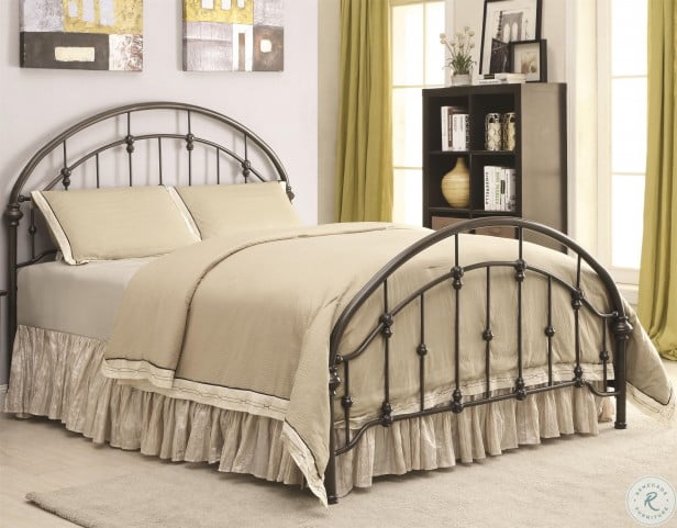 Rowan Dark Bronze Curved Queen Metal Bed From Coaster 300407q