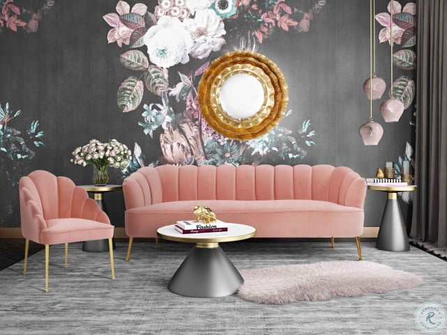 Daisy Petite Blush Velvet Living Room Set From Tov Coleman Furniture