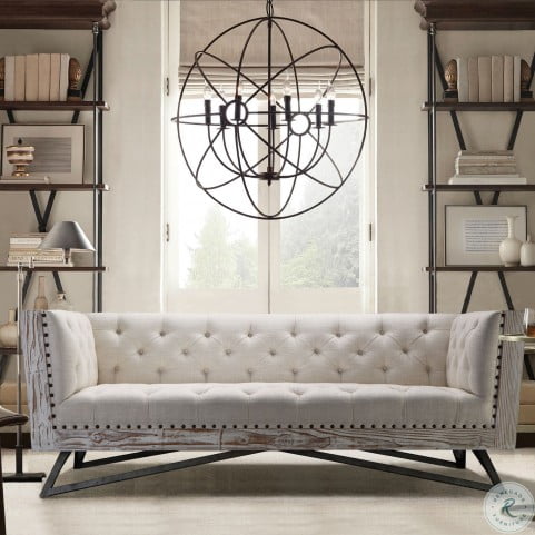 Regis Cream Pine Frame Sofa From Armen Living Coleman Furniture