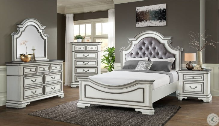Caroline Antique White Button Tufted King Panel Bed From Elements Furniture Coleman Furniture