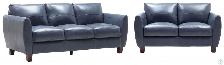Georgetowne Traverse Blue Leather Living Room Set From Leather