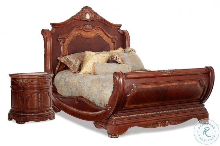 Cortina Honey Walnut King Sleigh Bed from Aico | Coleman ...
