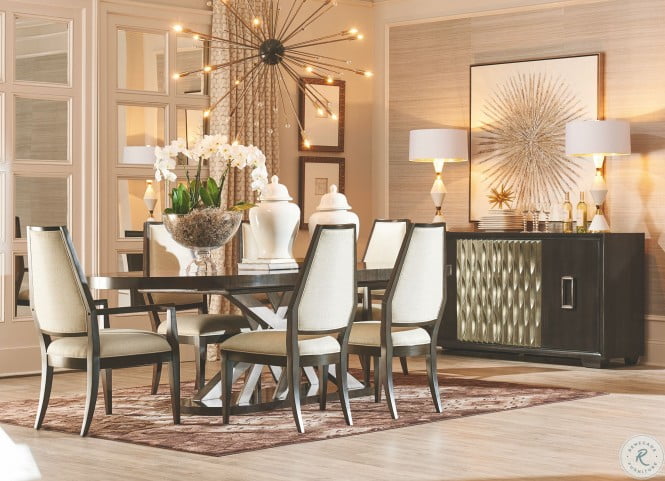 Prossimo Marrone And Bronze Metallic Auguri Extandable Oval Dining Room Set From Art Coleman Furniture