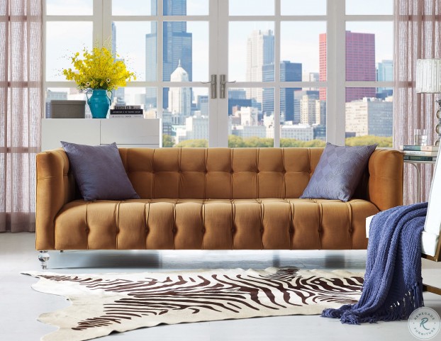 Bea Cognac Velvet Sofa From Tov Coleman Furniture