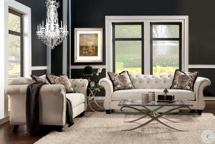Antoinette Beige Premium Fabric Living Room Set From Furniture Of America Sm2221 Sf Coleman Furniture