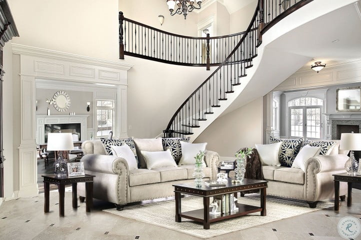 Sinatra Cream Living Room Set From Furniture Of America Coleman