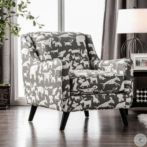 Patricia Ivory Dog Pattern Chair From Furniture Of America