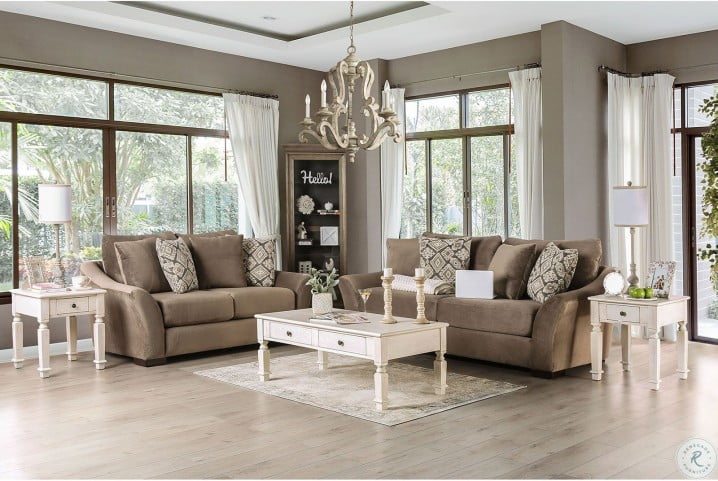 Oacoma Ivory Living Room Set From Furniture Of America Coleman