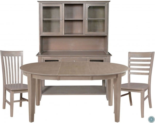 Cosmopolitan Taupe Gray Oval Butterfly Extendable Dining ...