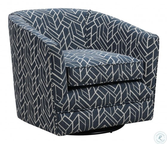 Trilogy Graphic Navy Swivel Accent Chair From Emerald Home