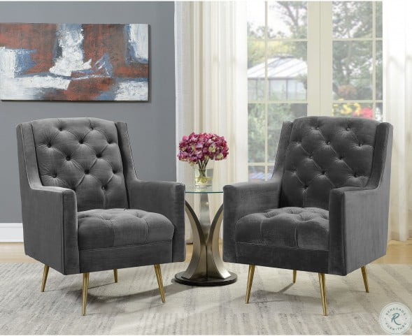 Reese Slate On Tufted Accent Chair With Gold Legs From Elements Furniture Coleman - Modern Tufted Grey Accent Chair Reese Slate On Tufted Accent Chair With Gold Legs From Elements Furniture Coleman - Modern Tufted Grey Accent Chair